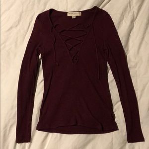 UO Project Social T long sleeve lace up t